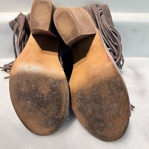 Steve Madden Womens Fringe Leather VINTAGE Y2K Rock-It Booties Taupe Size 7.5M - Picture 5 of 7